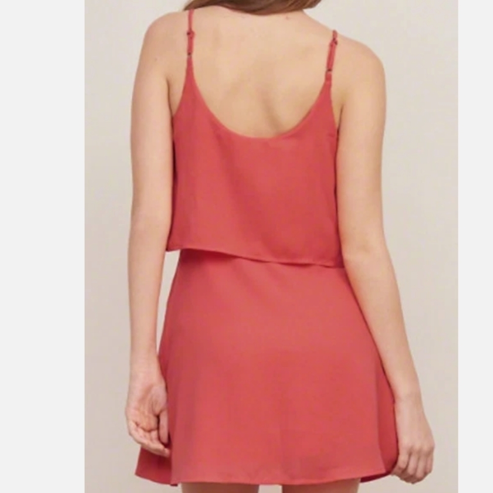 Abercrombie & Fitch coral pink tiered sleeveless mini dress - Picture 4 of 11